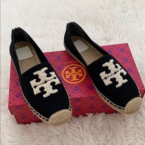 Tory Burch Elisa logo canvas espadrille flat